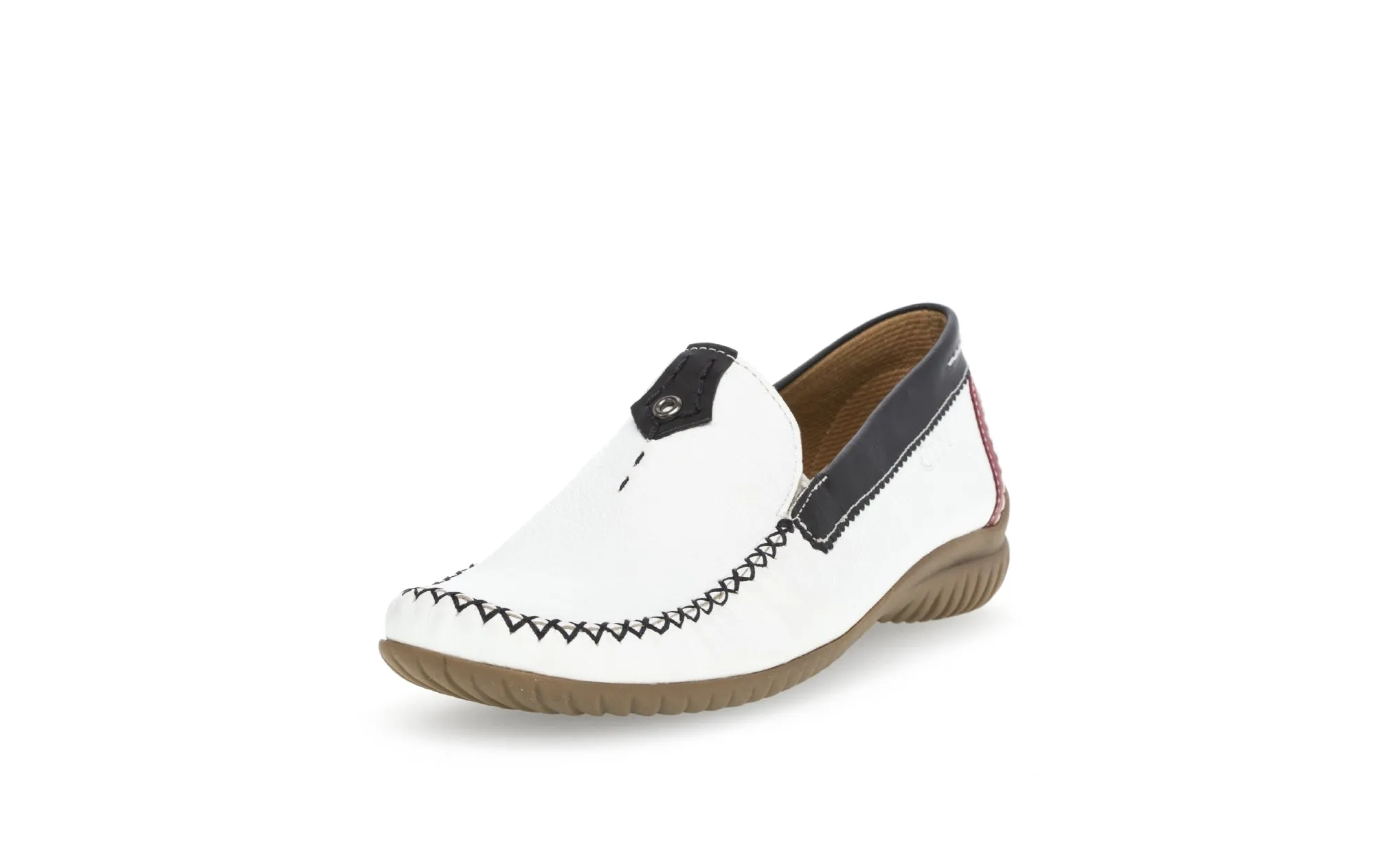 GABOR - 46.090.69 FLAT LOAFER - WHITE/NAVY/RED