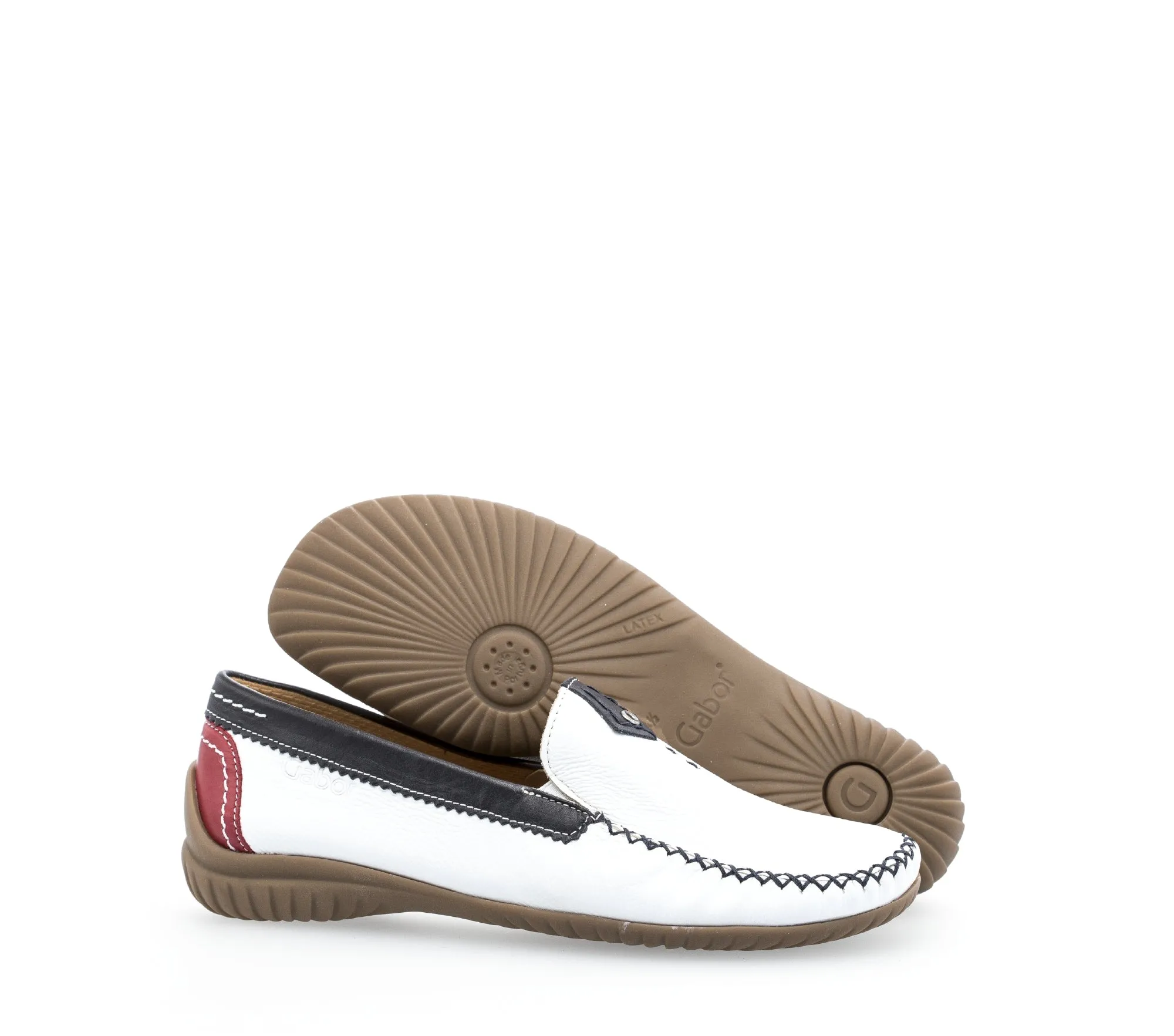 GABOR - 46.090.69 FLAT LOAFER - WHITE/NAVY/RED