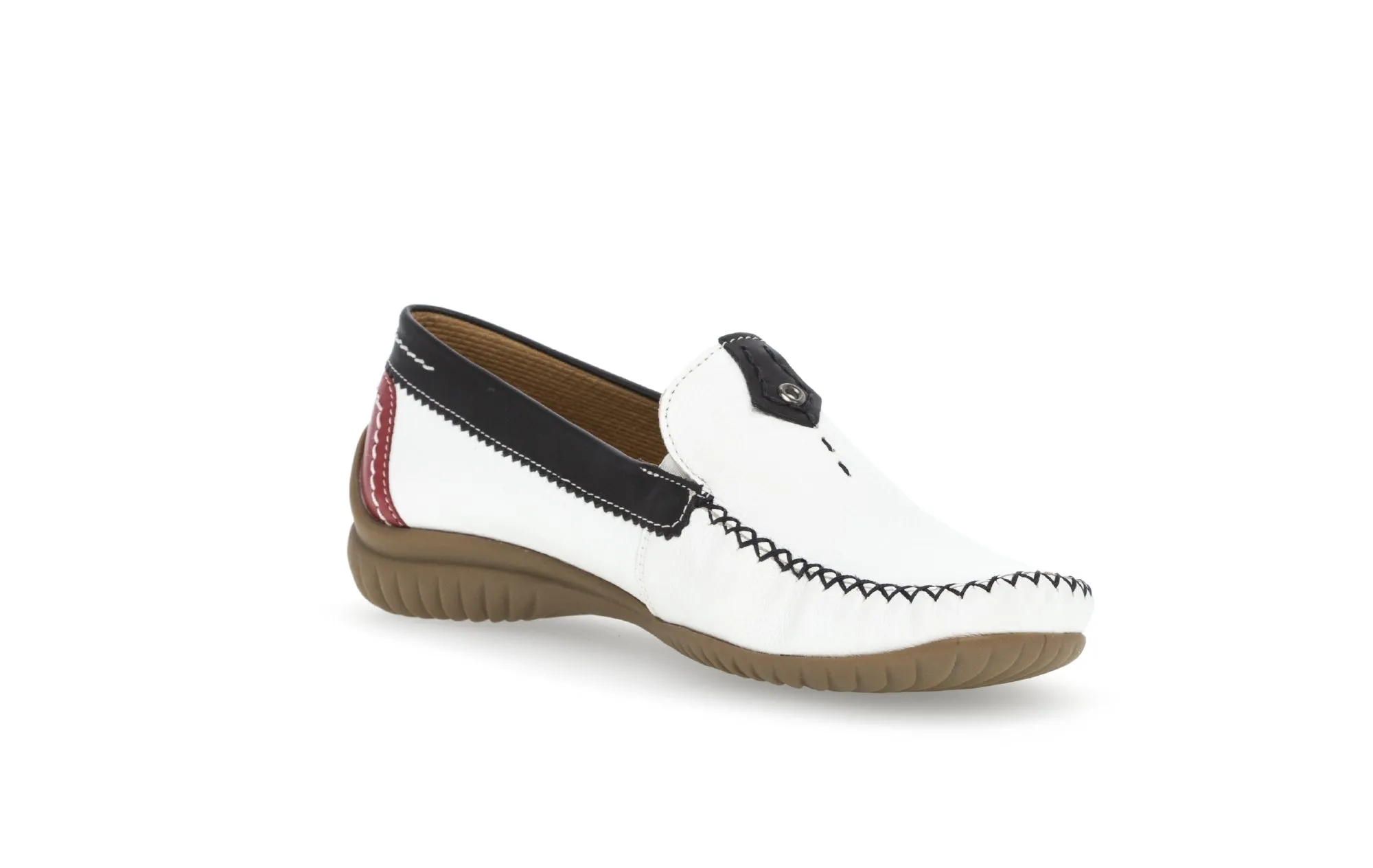 GABOR - 46.090.69 FLAT LOAFER - WHITE/NAVY/RED