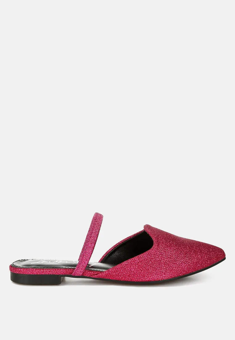 Glitter Faux Leather Flat Mules By RAG