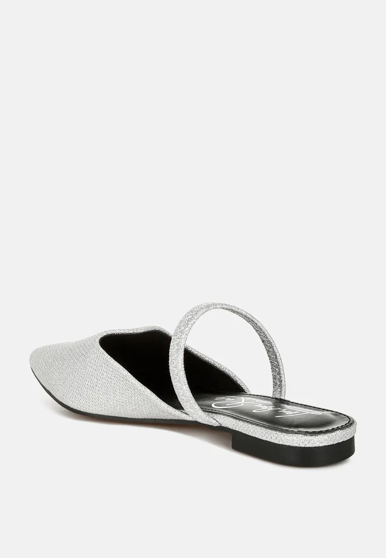 Glitter Faux Leather Flat Mules By RAG