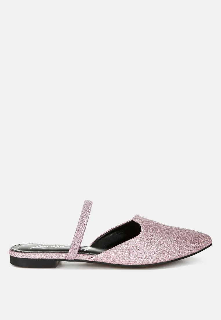 Glitter Faux Leather Flat Mules By RAG