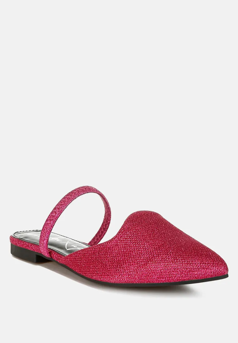 Glitter Faux Leather Flat Mules By RAG