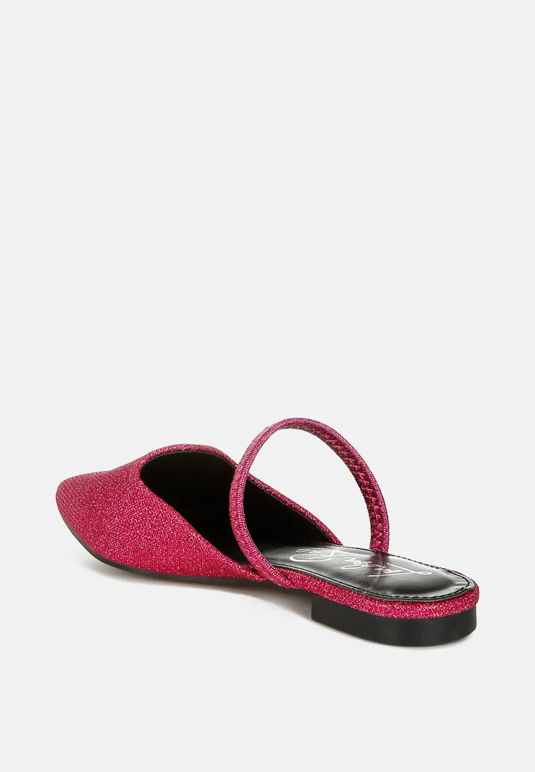 Glitter Faux Leather Flat Mules By RAG
