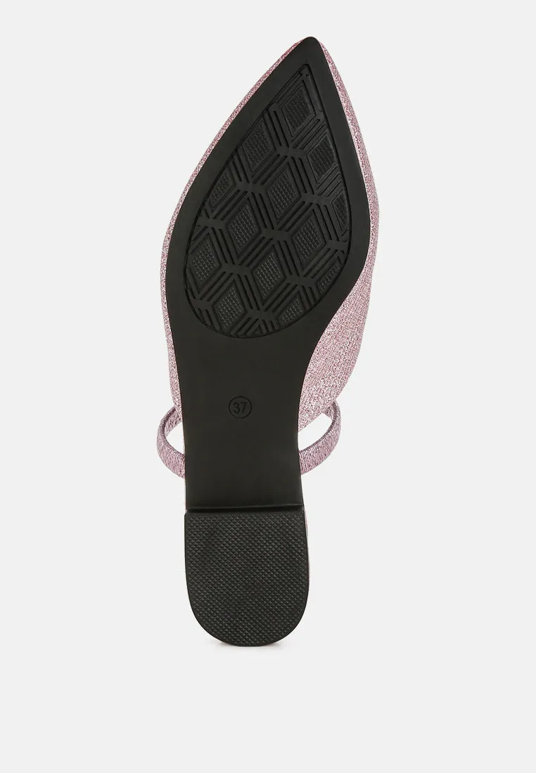 Glitter Faux Leather Flat Mules By RAG