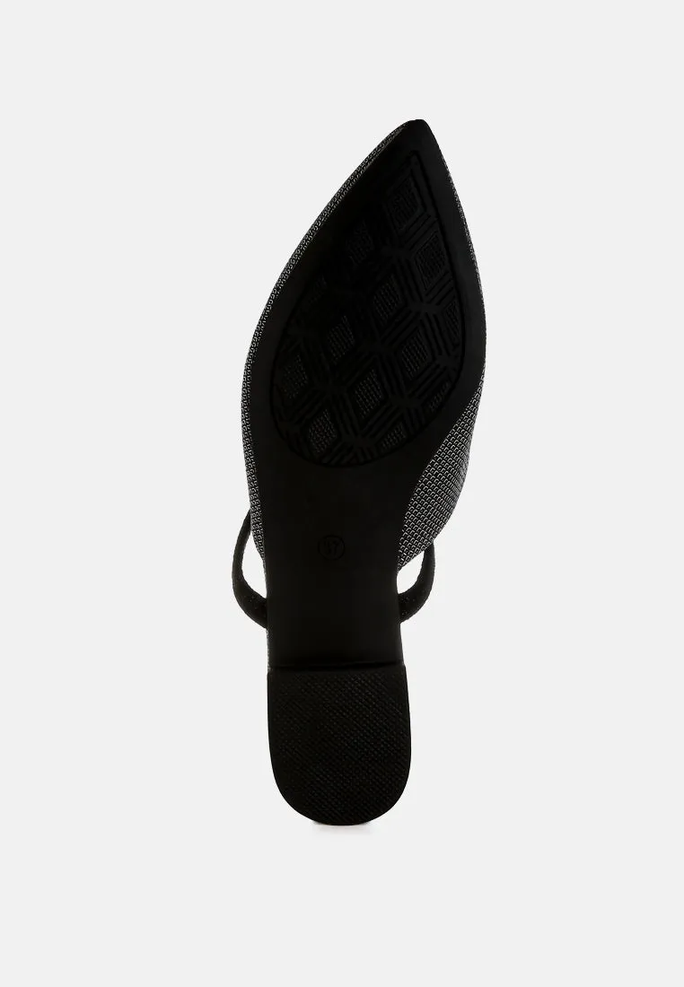Glitter Faux Leather Flat Mules By RAG