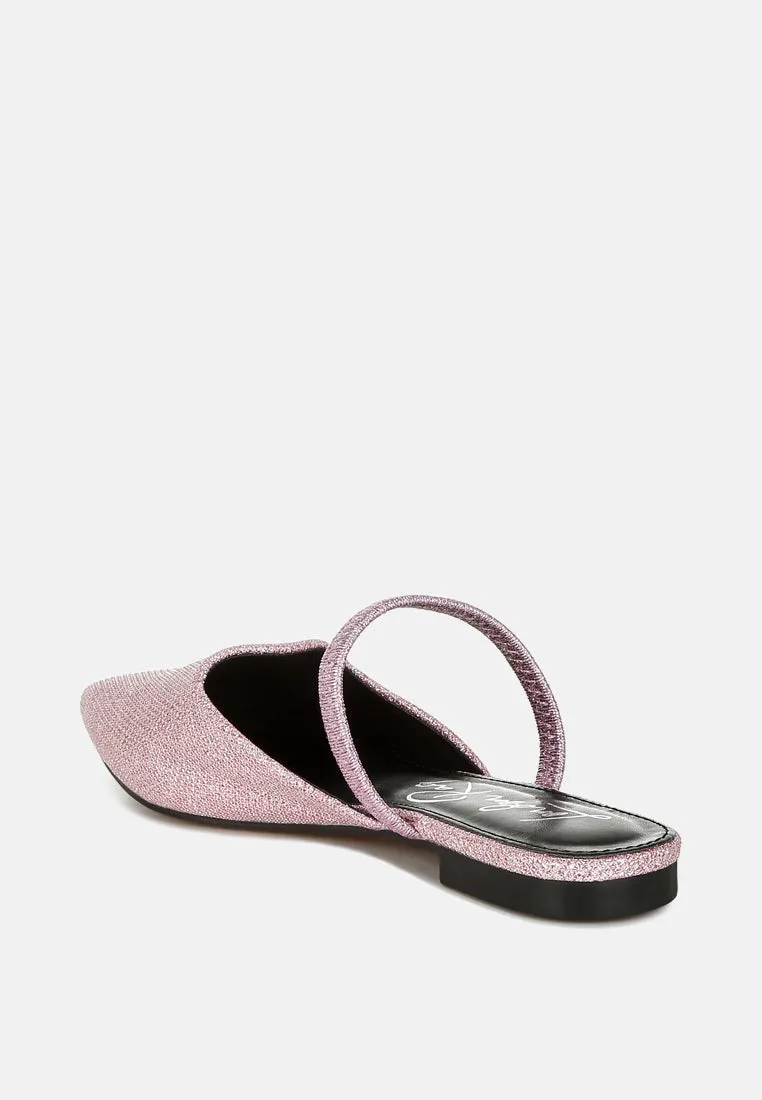 Glitter Faux Leather Flat Mules By RAG