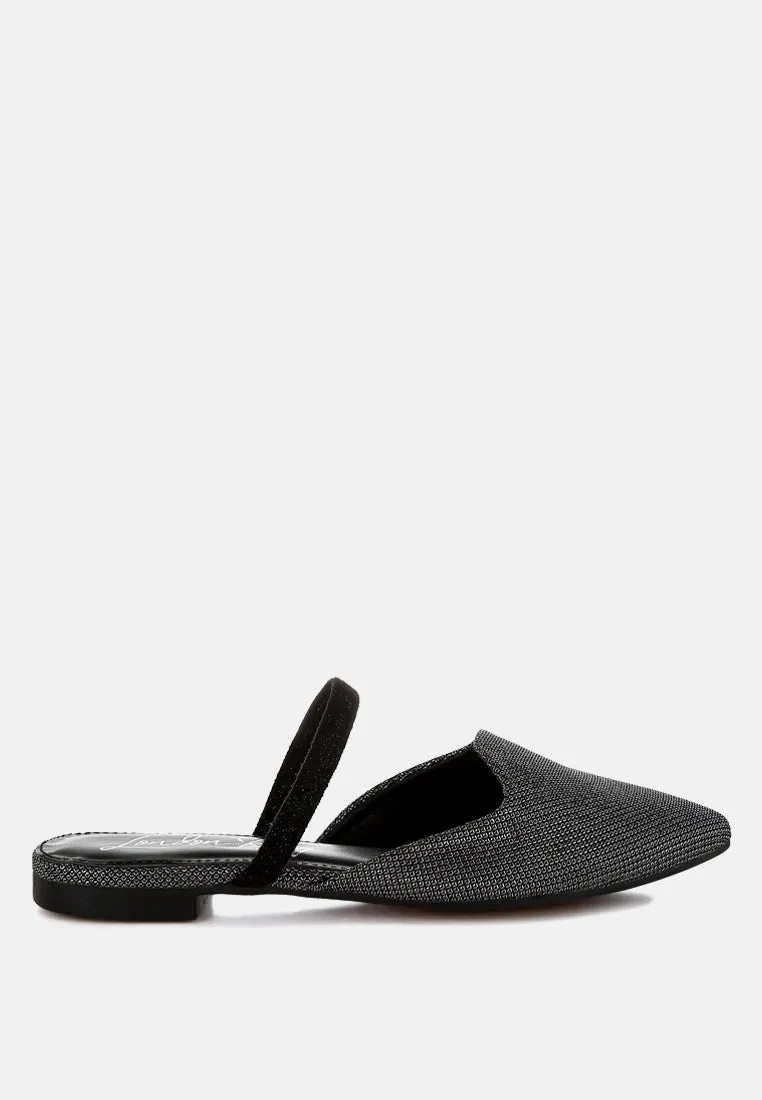 Glitter Faux Leather Flat Mules By RAG