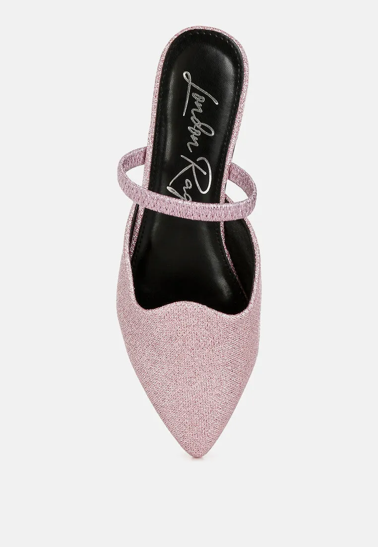 Glitter Faux Leather Flat Mules By RAG