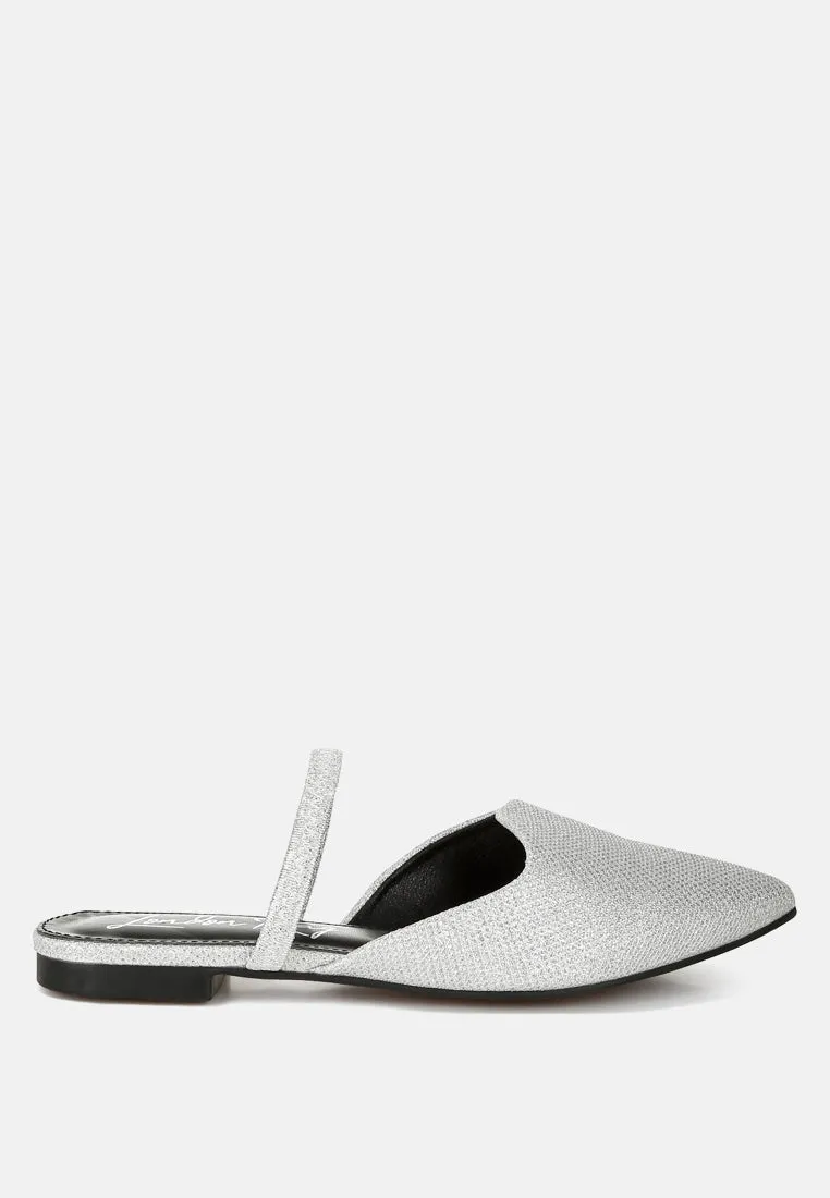 Glitter Faux Leather Flat Mules By RAG
