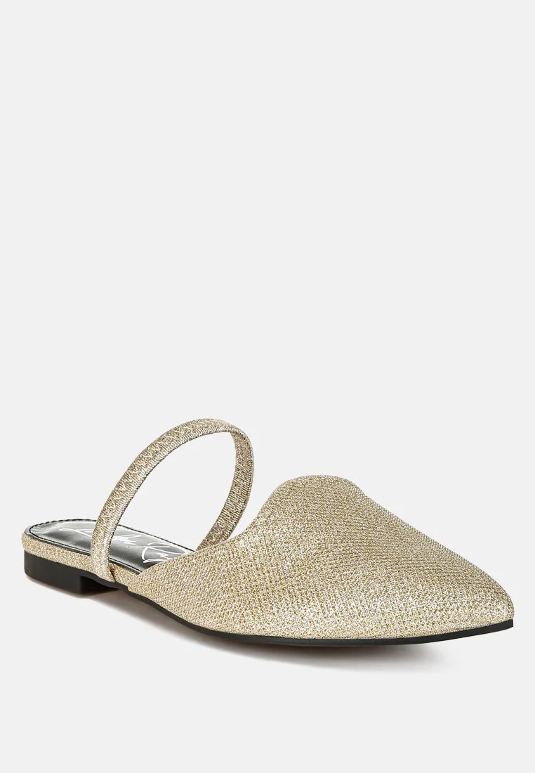 Glitter Faux Leather Flat Mules By RAG