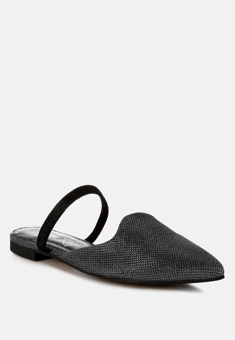 Glitter Faux Leather Flat Mules By RAG