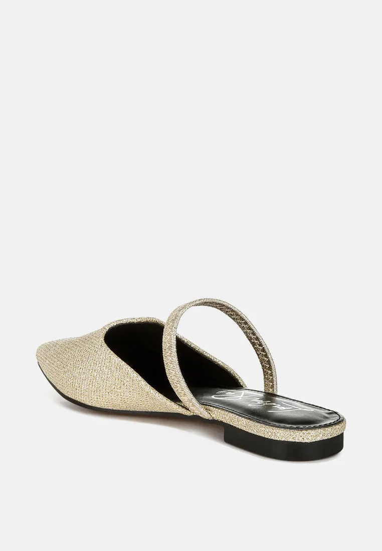 Glitter Faux Leather Flat Mules By RAG