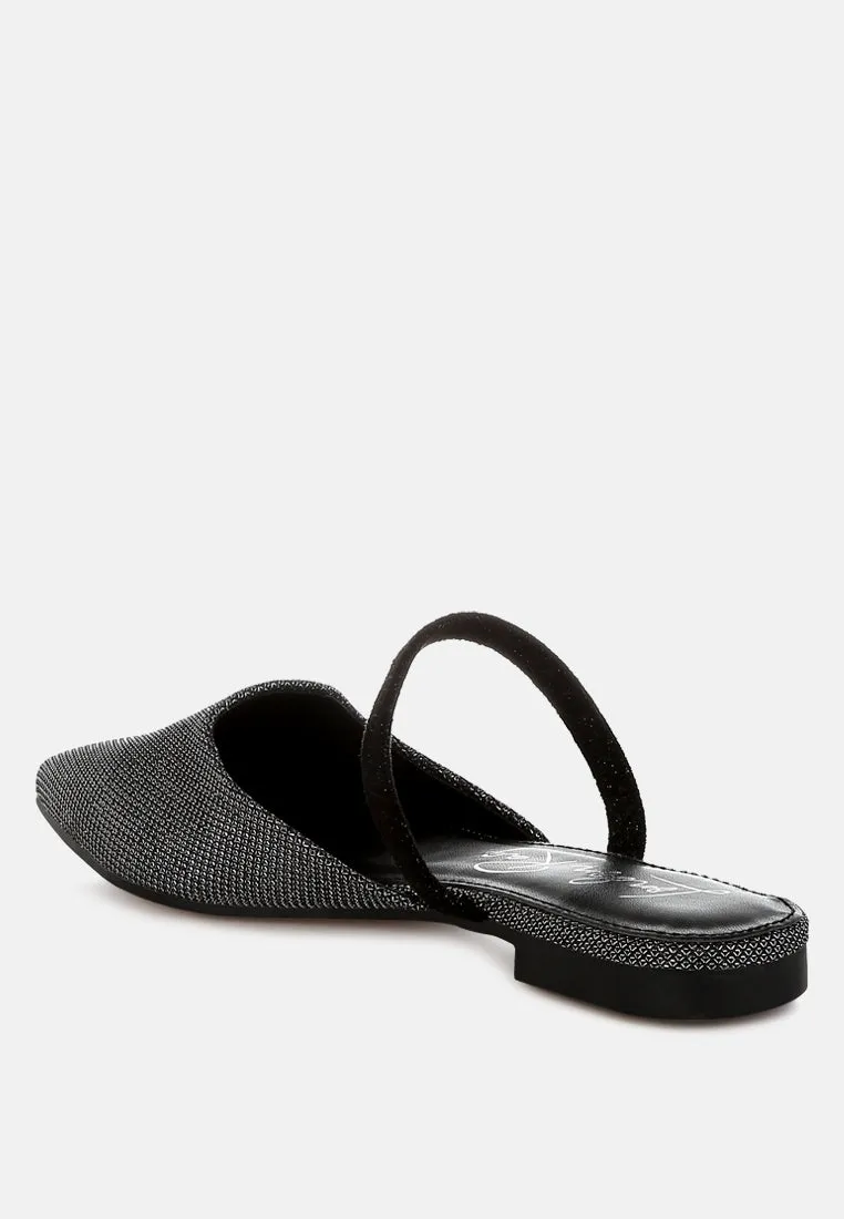 Glitter Faux Leather Flat Mules By RAG