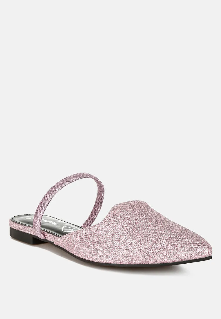 Glitter Faux Leather Flat Mules By RAG