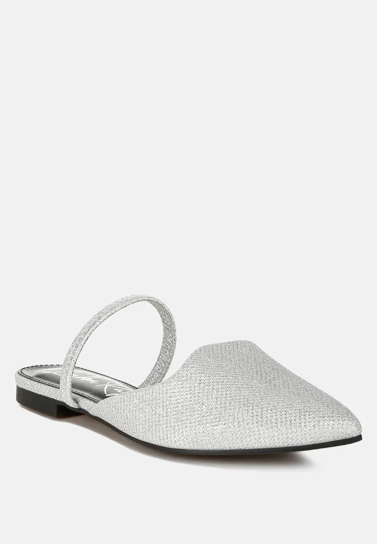 Glitter Faux Leather Flat Mules By RAG