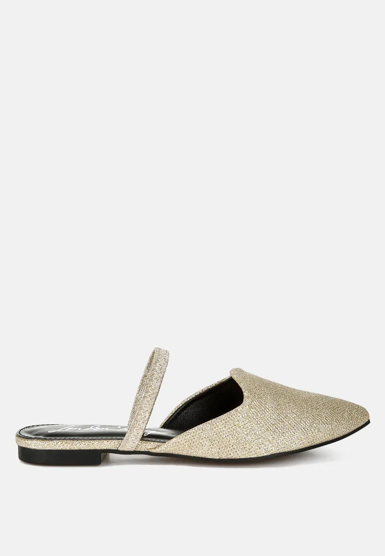 Glitter Faux Leather Flat Mules By RAG