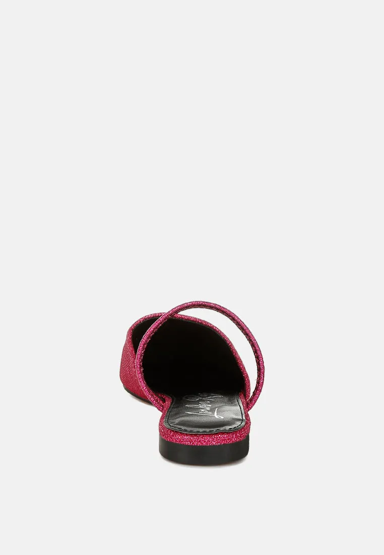 Glitter Faux Leather Flat Mules By RAG