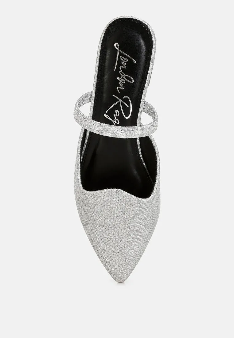 Glitter Faux Leather Flat Mules By RAG
