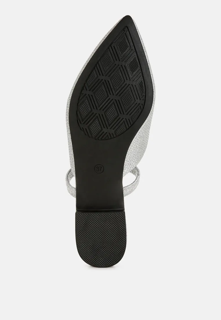 Glitter Faux Leather Flat Mules By RAG