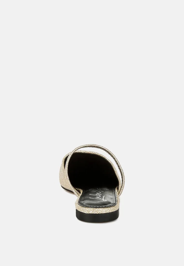 Glitter Faux Leather Flat Mules By RAG