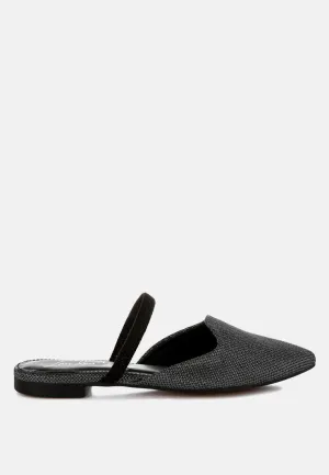 Glitter Faux Leather Flat Mules By RAG