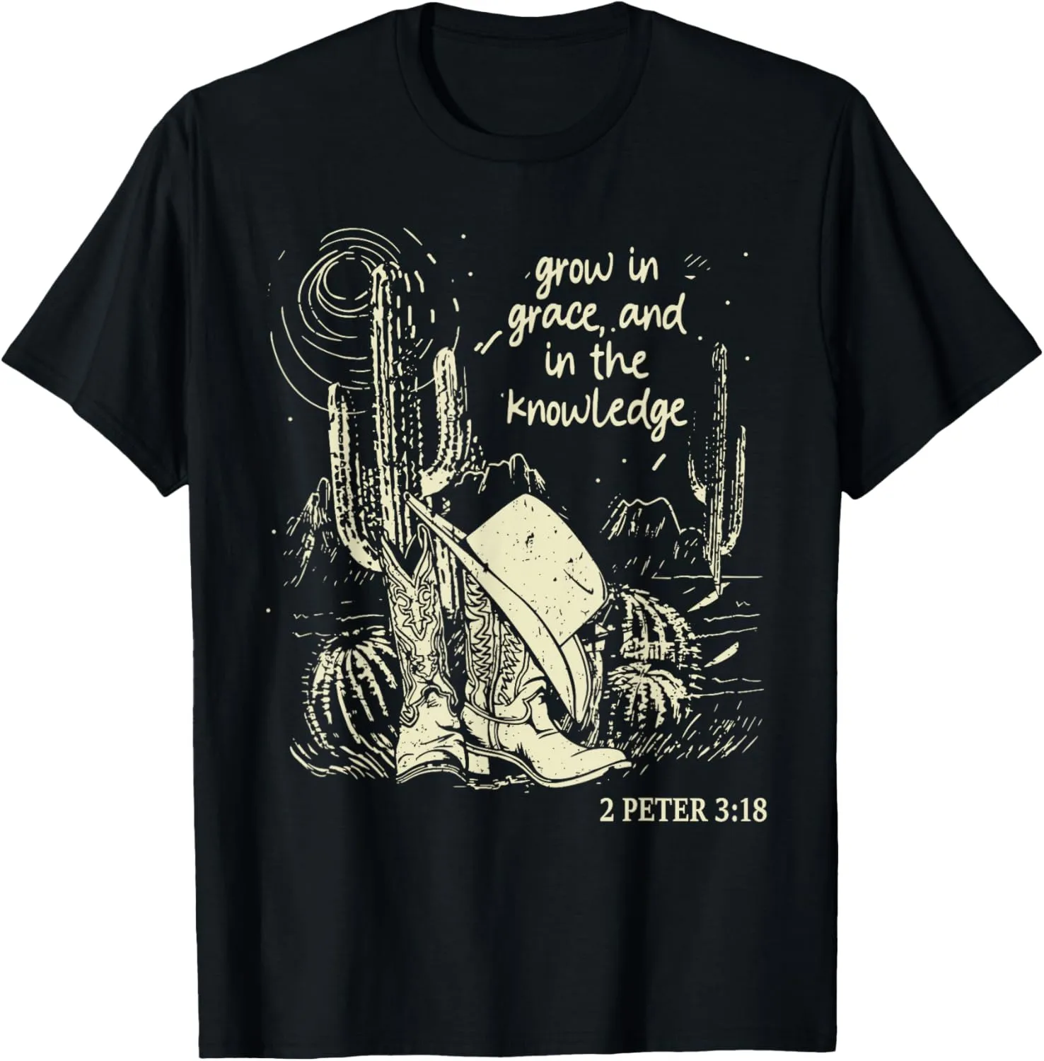 Grow In Grace, And In The Knowledge Cowgirl Boot T-Shirt