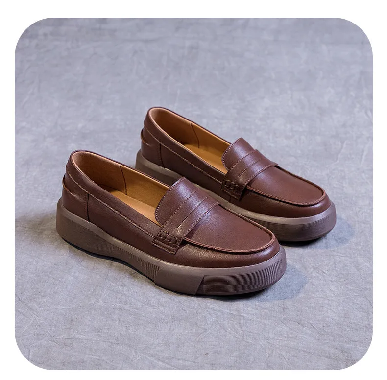 Handmade Leather Soft Sole Loafers Flat Shoes