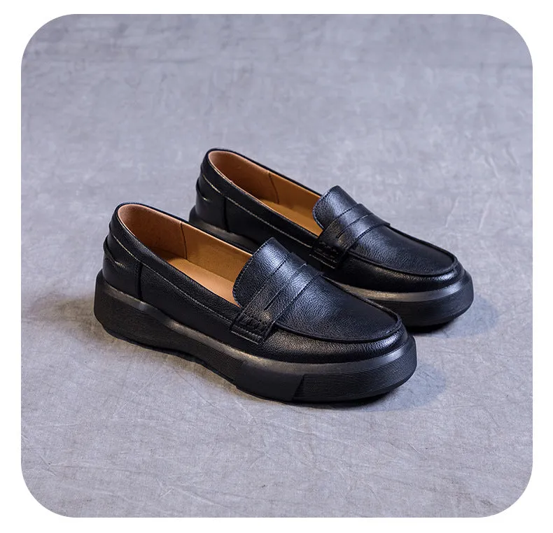 Handmade Leather Soft Sole Loafers Flat Shoes