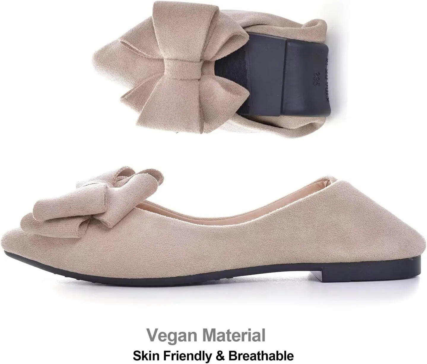 Hee grand Bow-Knot Ballet Flats Classic Pointed Toe Suede Dress Shoes Casual Comfort Slip-On Loafers Light Weight Walking Flats