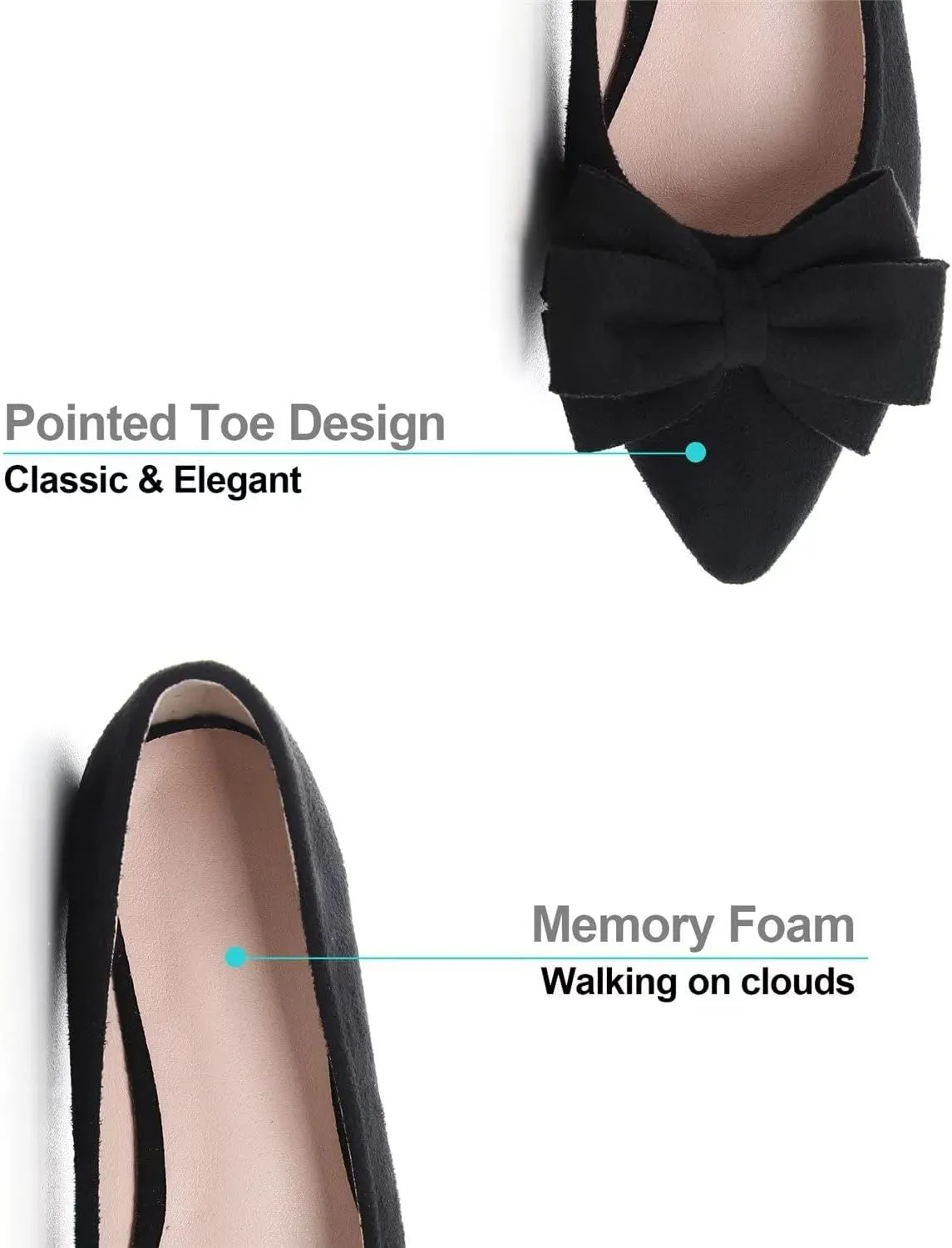 Hee grand Flat Shoes for Women Crystals Bowknot Pointed Toe Ballet Flats Comfortable Office Shoes Fashion Dress Shoes
