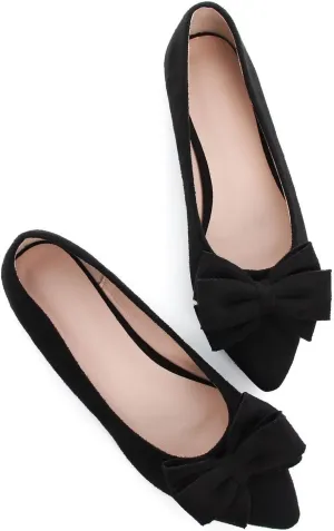 Hee grand Flat Shoes for Women Crystals Bowknot Pointed Toe Ballet Flats Comfortable Office Shoes Fashion Dress Shoes