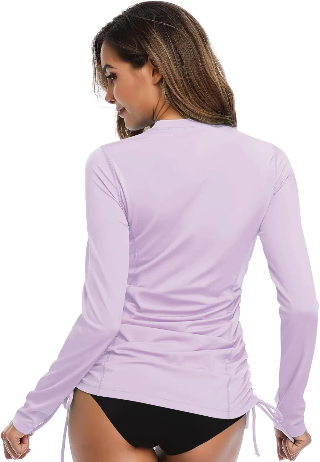 HISKYWIN Women's Long Sleeve UV Sun Protection Rash Guard Side Adjustable Wetsuit Swimsuit Top