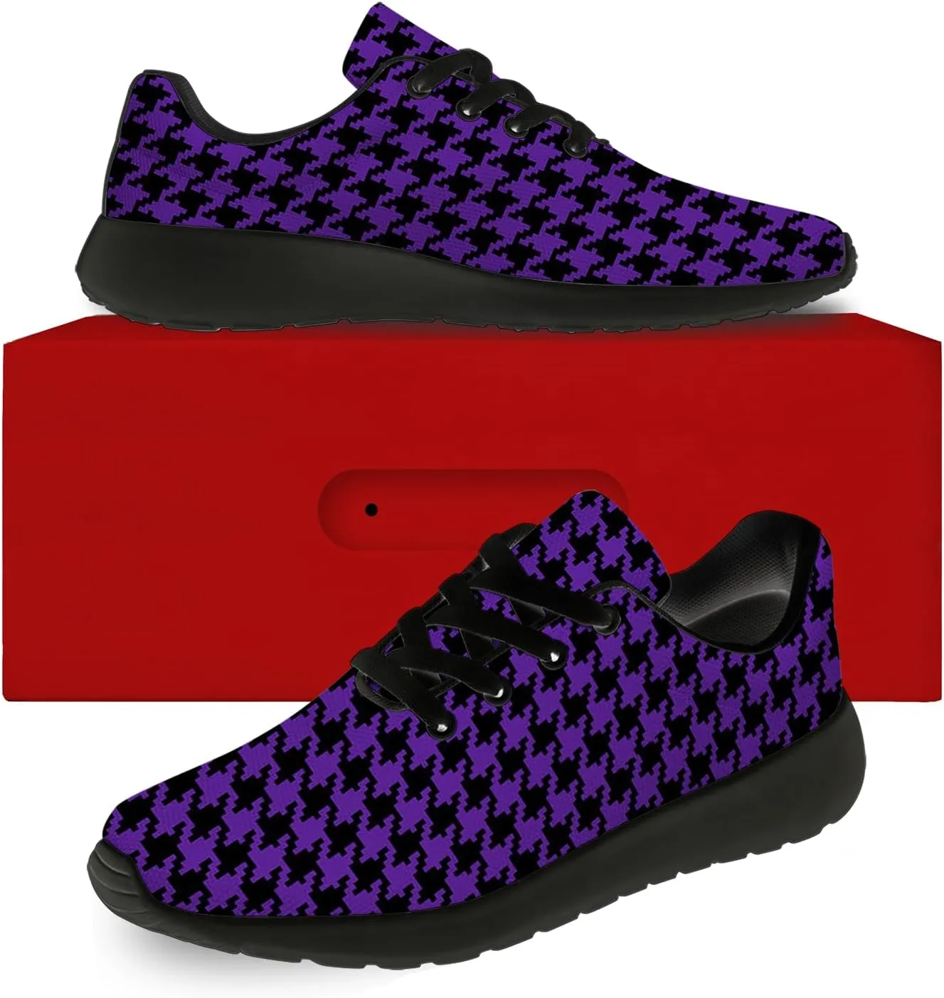 Houndstooth Print Shoes Women Men Lightweight Breathable Walking Tennis Shoes Running Sneakers Gifts for Dad Mom