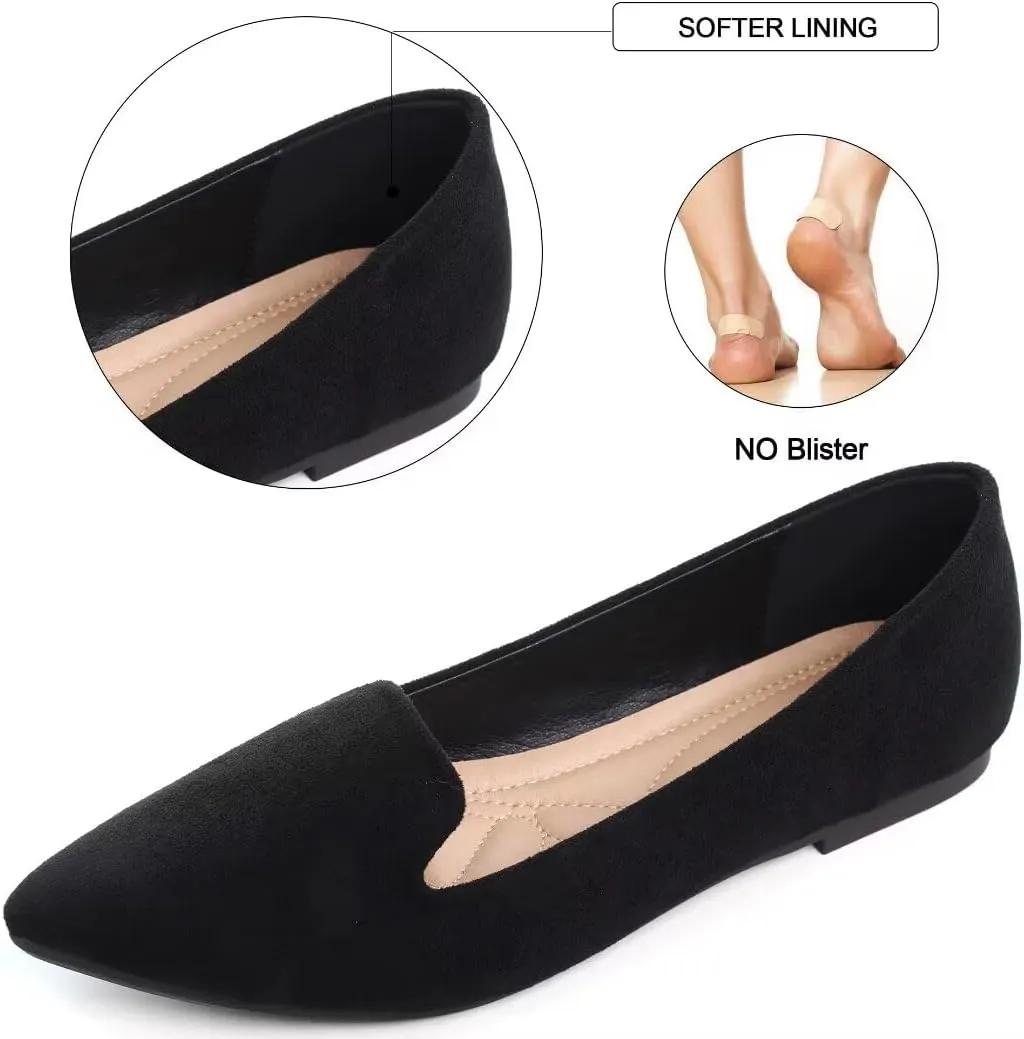 HuangTaiJi Qing Women's Flat Shoes Soft Suede Ballet Flats Classic Solid Color Business Slip-ons Ballerina Shoes