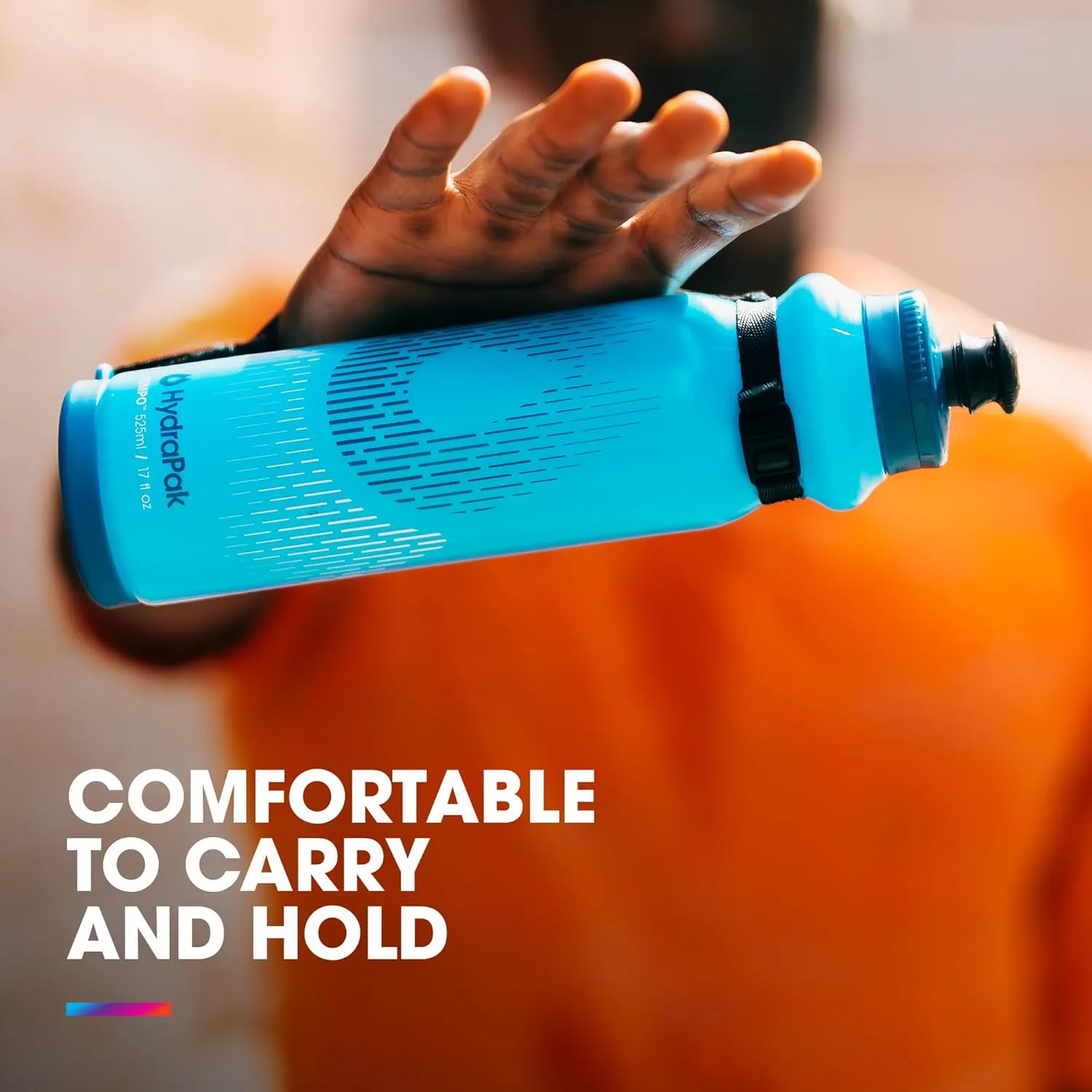 HydraPak Tempo Pro 400ml - Handheld Running Squeeze Bottle for Training and Race Day Hydration with Removable Strap (400ml/13oz) - Black