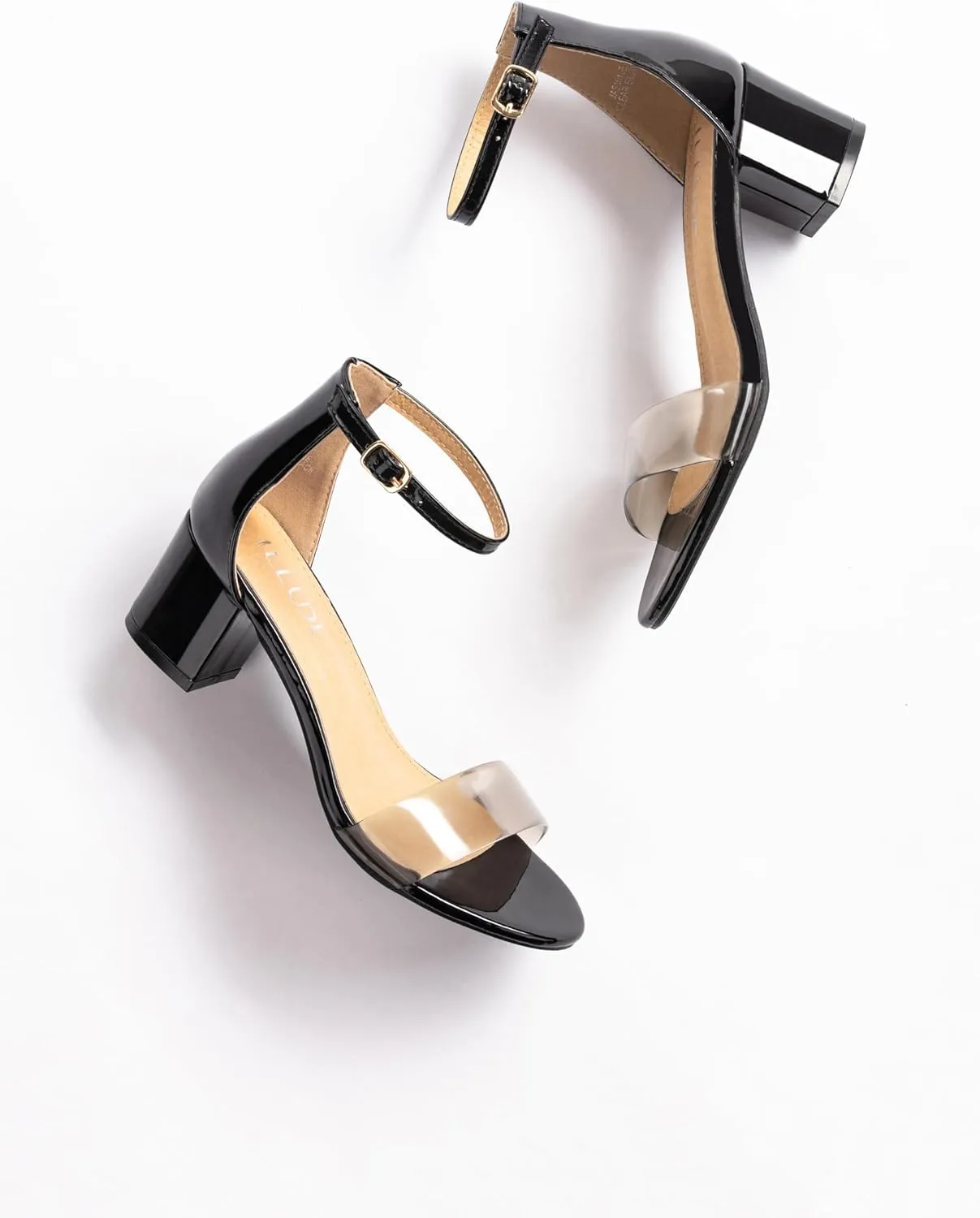 ILLUDE Women's Open Toe Ankle Strap Low Block Chunky Heels Sandals Party Dress Pumps Shoes