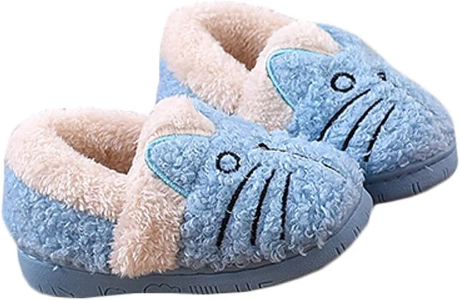 JadeRich Adults/Kids Cute Cat Animal Shoes Fleece Warm Boot Shoes Memory Foam Lightweight Slippers