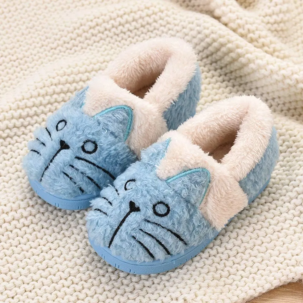 JadeRich Adults/Kids Cute Cat Animal Shoes Fleece Warm Boot Shoes Memory Foam Lightweight Slippers
