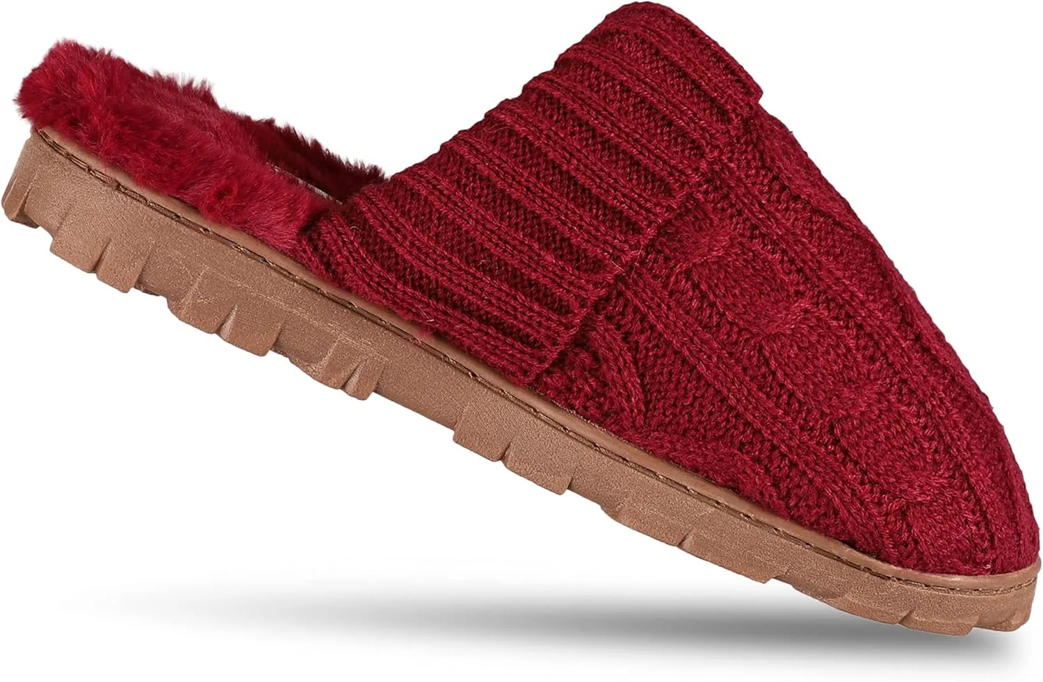 Jessica Simpson Women's Soft Cable Knit Memory Foam Clog Slippers with Indoor/Outdoor Sole