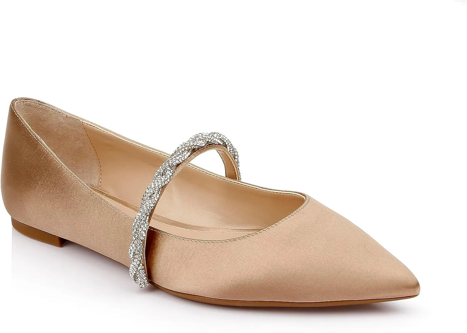 Jewel Badgley Mischka Vana Pointed Flats with Embellished Straps