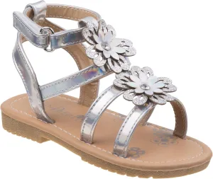 Josmo Girls Kinsley Flat Sandal, Silver, 10 Toddler