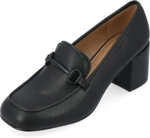Journee Collection Womens Nysaa Block Heel Faux Leather Loafer Heels