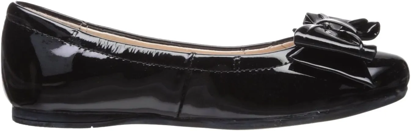 Kid's Ivana Flat with Bow, Black Gloss Patent