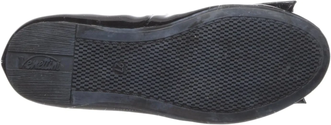 Kid's Ivana Flat with Bow, Black Gloss Patent