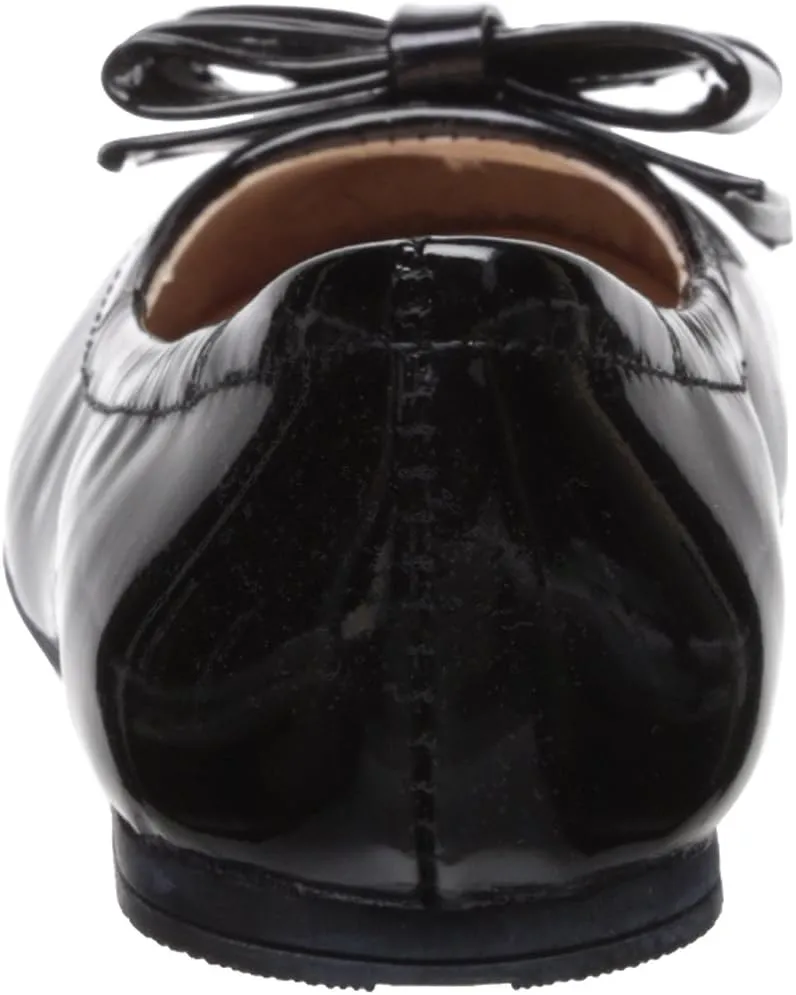 Kid's Ivana Flat with Bow, Black Gloss Patent