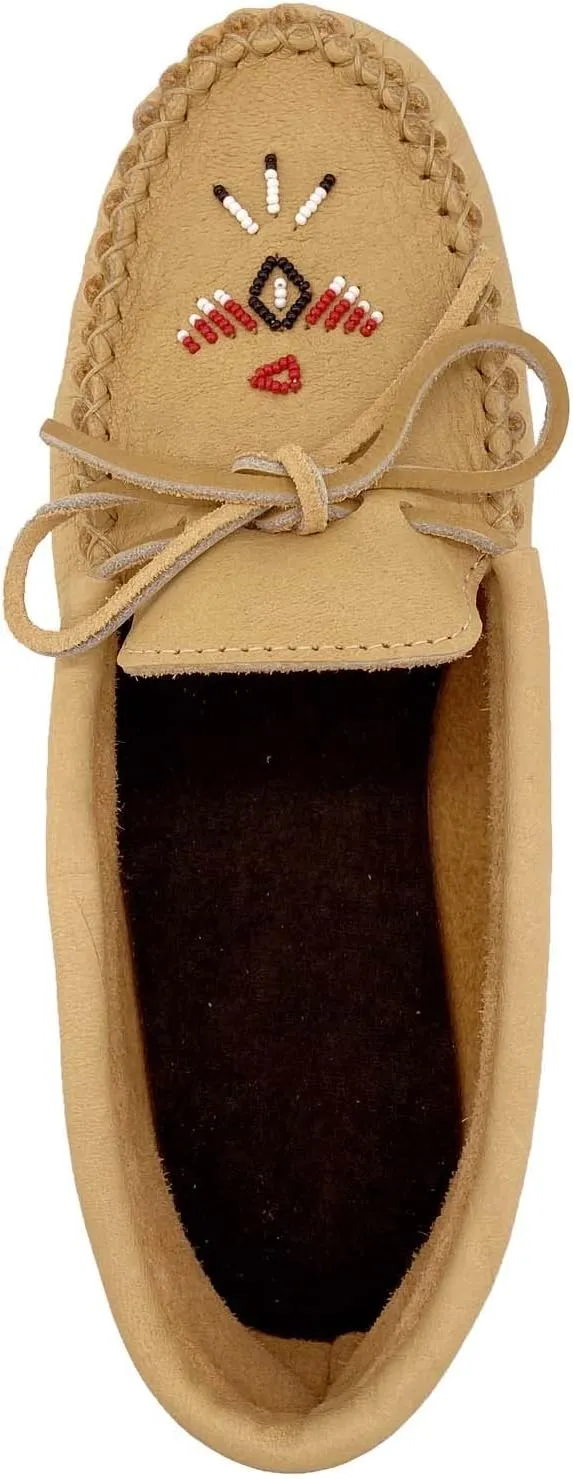 Laurentian Chief Women's Moose Hide Leather Beaded Moccasin Shoes