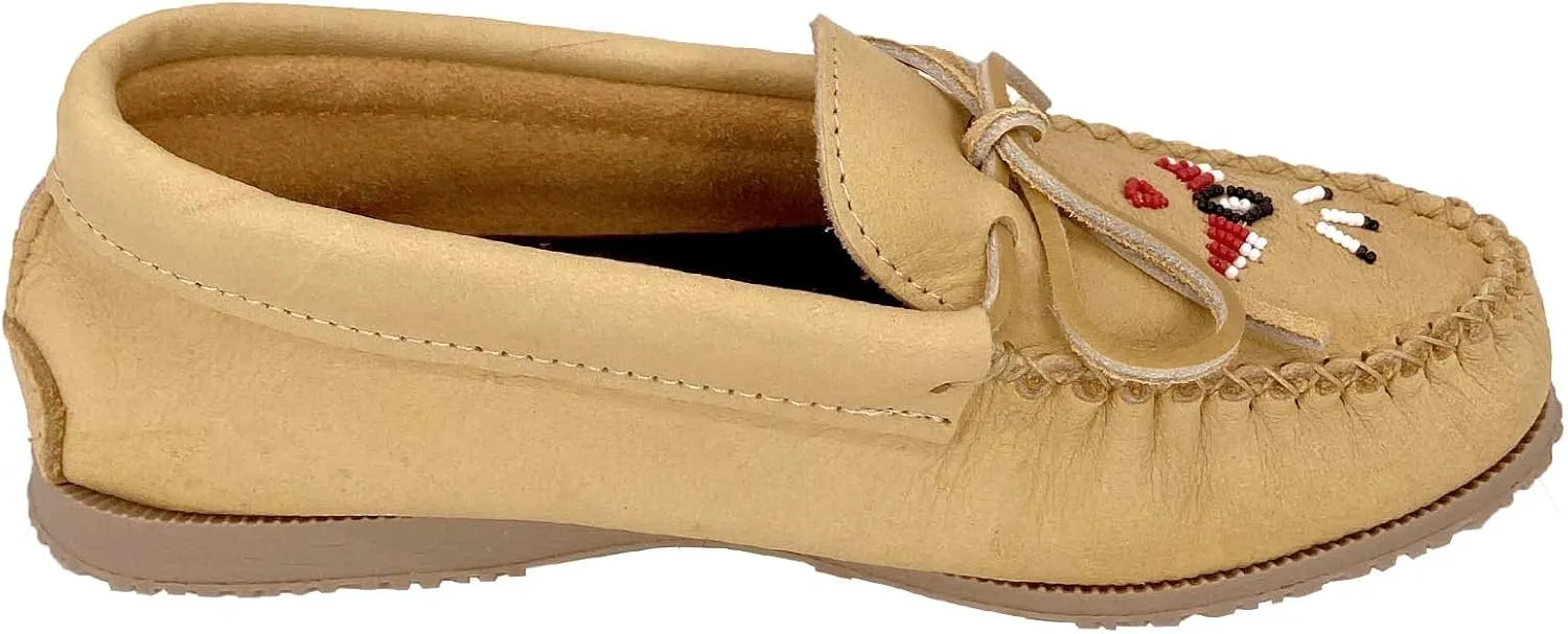 Laurentian Chief Women's Moose Hide Leather Beaded Moccasin Shoes