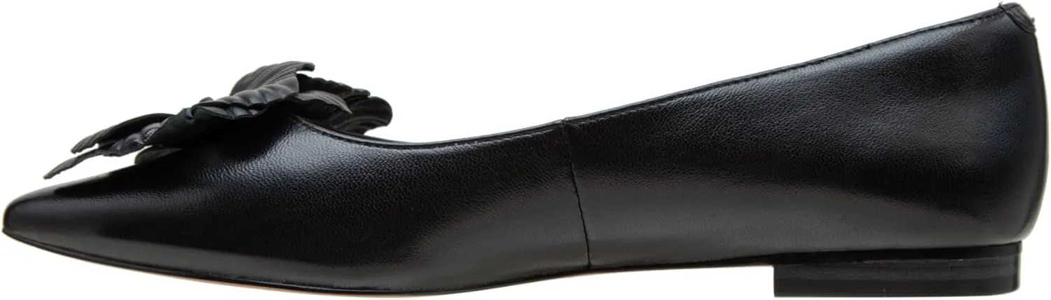 Linea Paolo - Nerine - Womens Leather Skimmer Flats with Floral Ornament