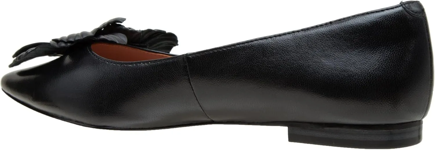 Linea Paolo - Nerine - Womens Leather Skimmer Flats with Floral Ornament
